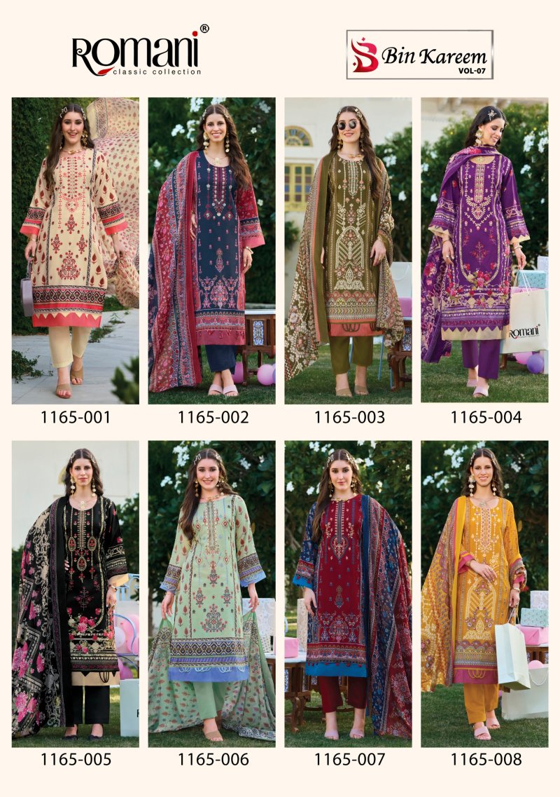 Bin Kareem Vol 7 By Romani Cotton Digital Pakistani Dress Material